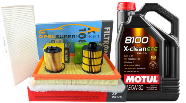 Opel Corsa C 1.3 Dizel Filtre Bakım Seti (Tırnaklı Tip) Motul 5W30 4LT Motor Yağlı Filtron