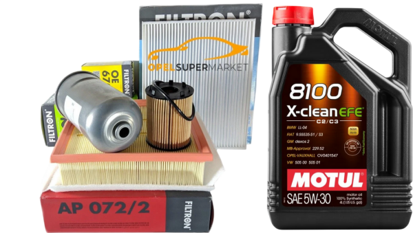 Opel Corsa D 1.3 Dizel (2007 / 2009) (Tırnaklı Tip) Filtre Bakım Seti Motul 5W30 4LT Motor Yağlı Filtron