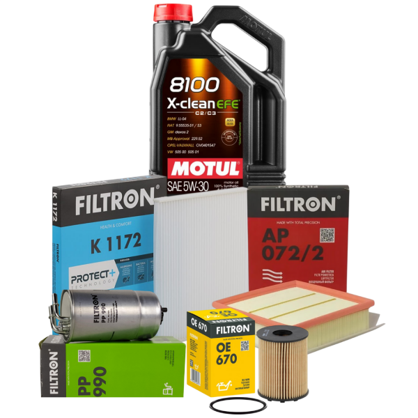 Opel Corsa D 1.3 Dizel (2007 / 2009) (Tırnaklı Tip) Filtre Bakım Seti Motul 5W30 4LT Motor Yağlı Filtron