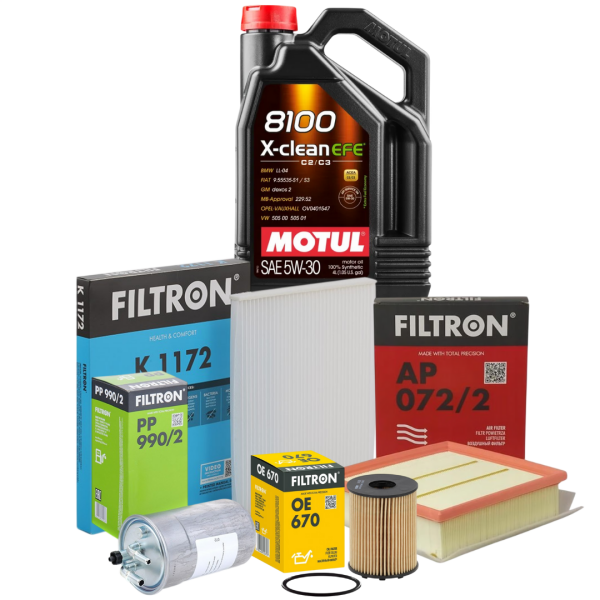 Opel Corsa D 1.3 Dizel (2010 Sonrası) Filtre Bakım Seti (Tırnaklı Tip) Motul 5W30 4LT Motor Yağlı Filtron