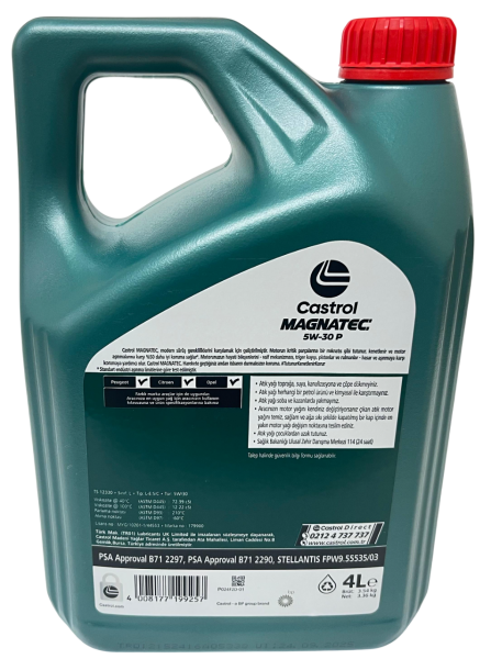 Castrol Magnatec 5W30 P 4 LT Tam Sentetik Motor Yağı Stellantis Onaylı