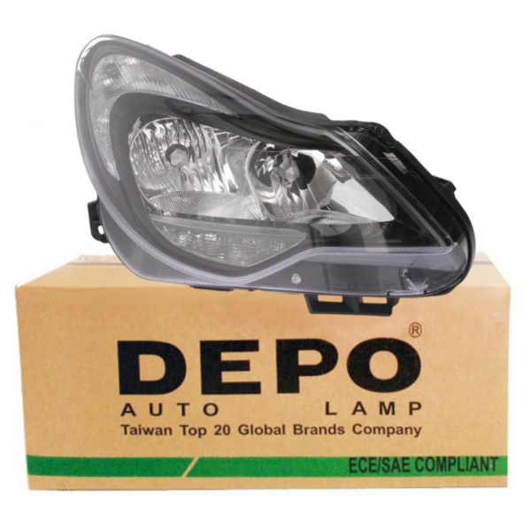 Opel Corsa D Makyajlı Kasa 2010 Sonrası Sağ Siyah Far Depo