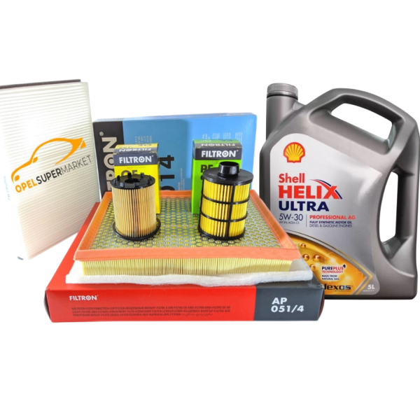Opel Astra H 1.3 Dizel Bakım Seti (Tırnaklı Tip) Shell  5W30 5 LT Yağlı